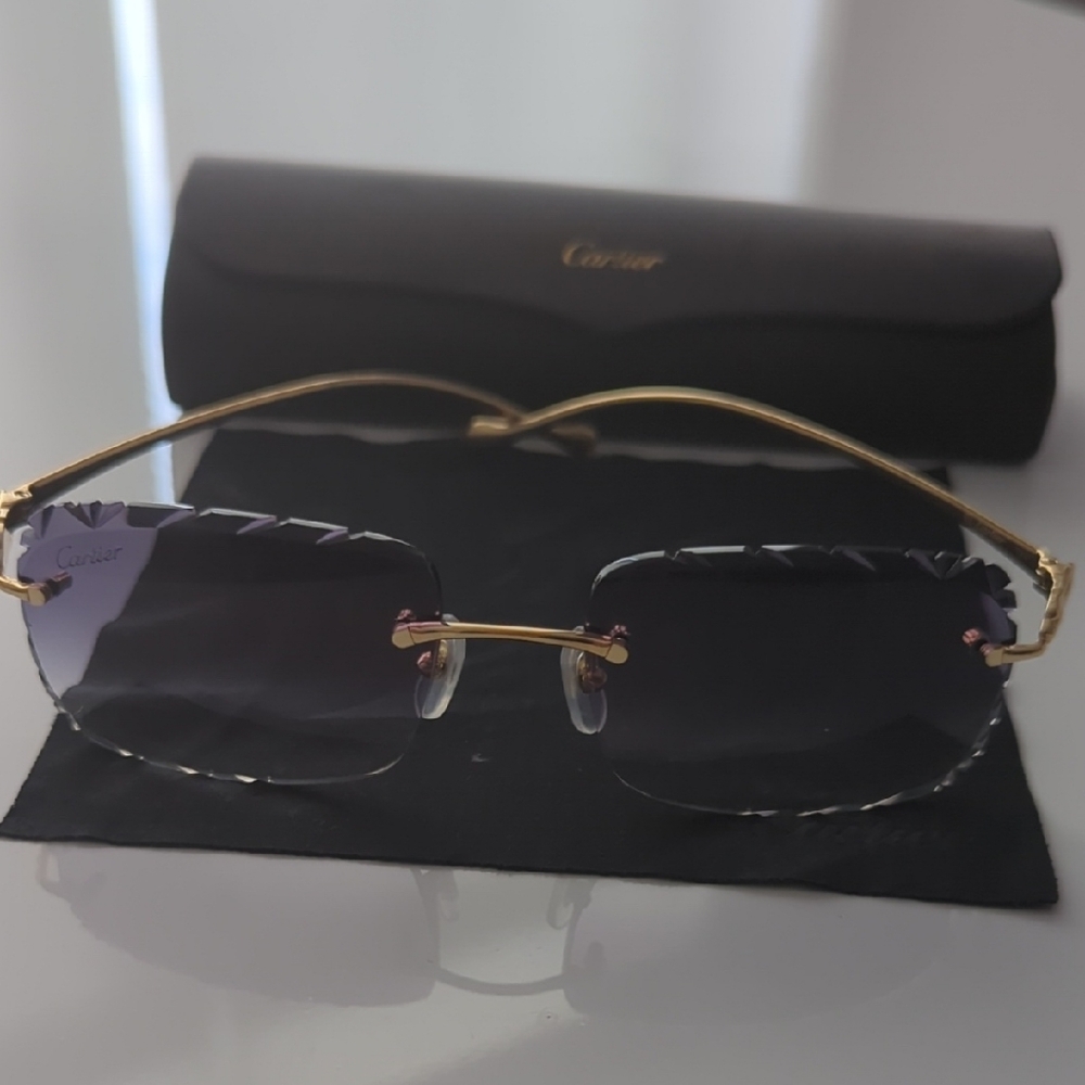 Cartier Unisex Gold Frame Sunglasses with Dark Lenses